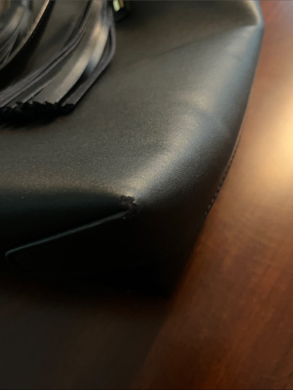 Joy & Iman Black Tote with Gray Straps and Tassels - Picture 5 of 9